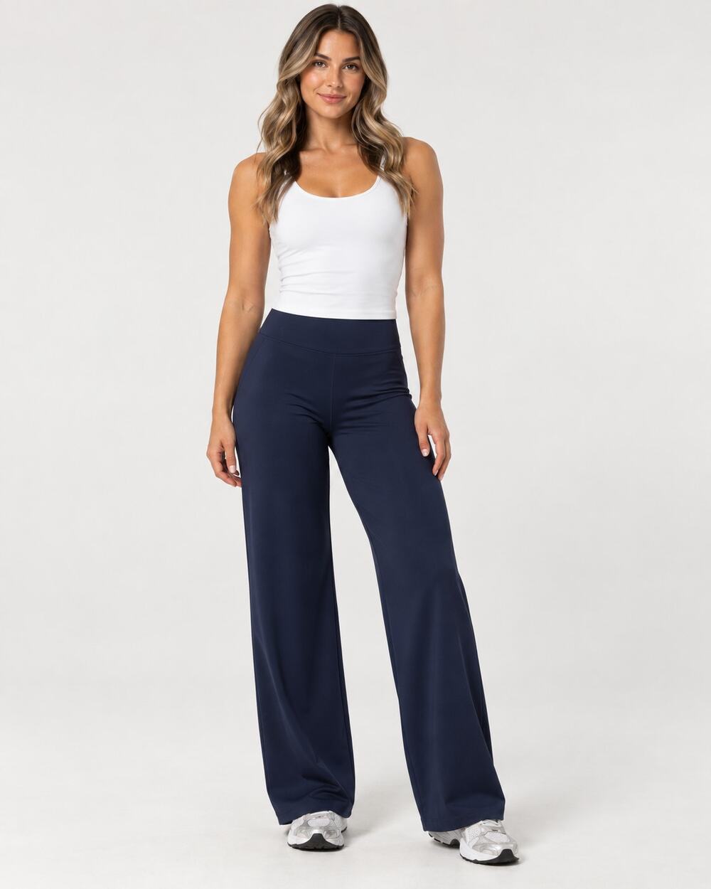 Alphalete Aura Wide Leg Pants Mid Rise, Navy Size XS